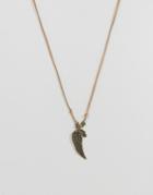 Asos Necklace In Faux Suede With Wing Pendant - Multi