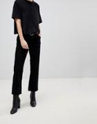 Dr Denim Mid Waist Cropped Flare Jeans-black