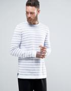 Asos Longline Knitted Sweater In Gray Stripe - Gray