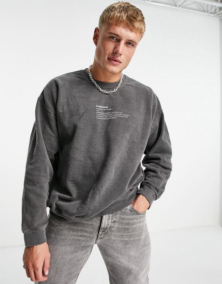 Topman Colossal Print Oversized Sweat In Black