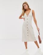 Asos Design Midi Jersey Knit Button Through Dress-white