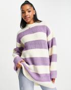 Monki Sweater In Purple Stripe - Purple