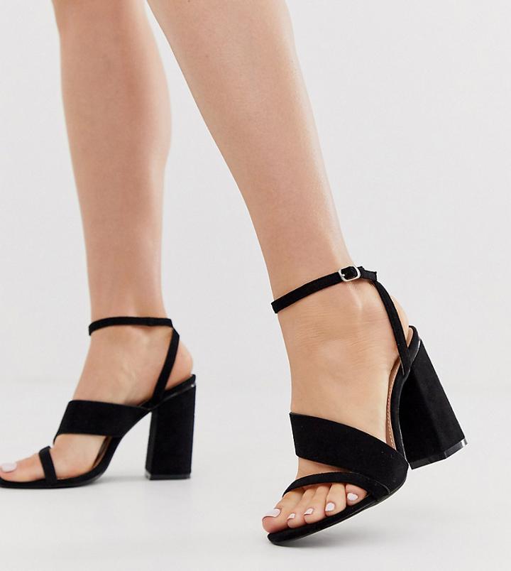 Raid Wide Fit Jady Black Block Heeled Sandals