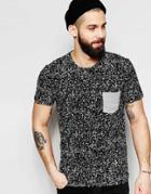 Only & Sons T-shirt With All Over Print & Contrast Pocket - Black