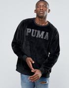Puma Oversized Velvet Sweatshirt In Black - Black