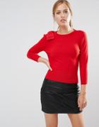Ted Baker Callah Bow Detail Sweater In Black - Red
