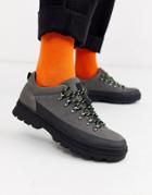 Asos Design Hiker Shoe In Gray Faux Suede With Black Sole