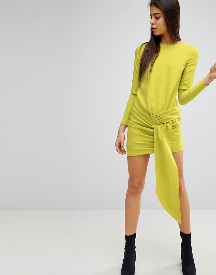 Missguided Twist Front Mini Dress - Green