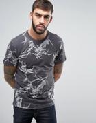Only & Sons T-shirt With All Over Leaf Print - Black