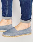 Asos Canvas Espadrilles In Blue Chambray - Blue