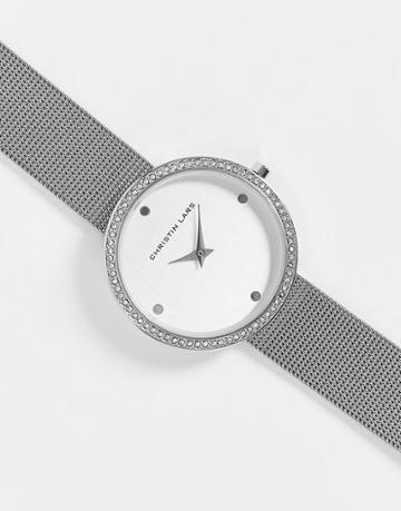 Christian Lars Womens Minimal Mesh Strap Watch In Silver