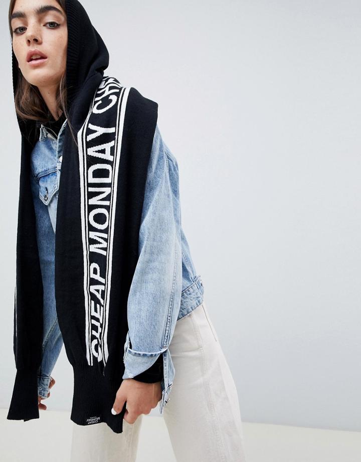 Cheap Monday Slogan Sweater Scarf - Black