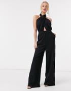 Y.a.s Jumpsuit With Twisted Halter Neck In Black