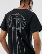 M.c.overalls Overalls Outline T-shirt With Back Print In Black-white