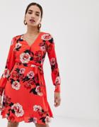 Oasis Botanical Scarf V Neck Skater - Multi