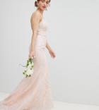 Chi Chi London Petite Bridal Premium Lace Maxi Dress With Fishtail - Pink