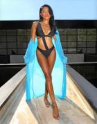 Public Desire X Kenza Button Up Beach Kimono In Blue-blues