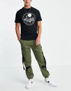 Topman Skinny Cargo Pants With Webbing Detailing In Khaki-green