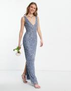 Beauut Embellished Sleek Maxi Prom Dress In Dark Blue