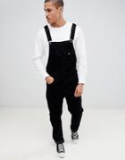 Asos Design Slim Overalls In Black Cord - Black