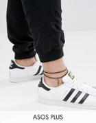 Asos Design Plus Leather Anklet With Feather - Black