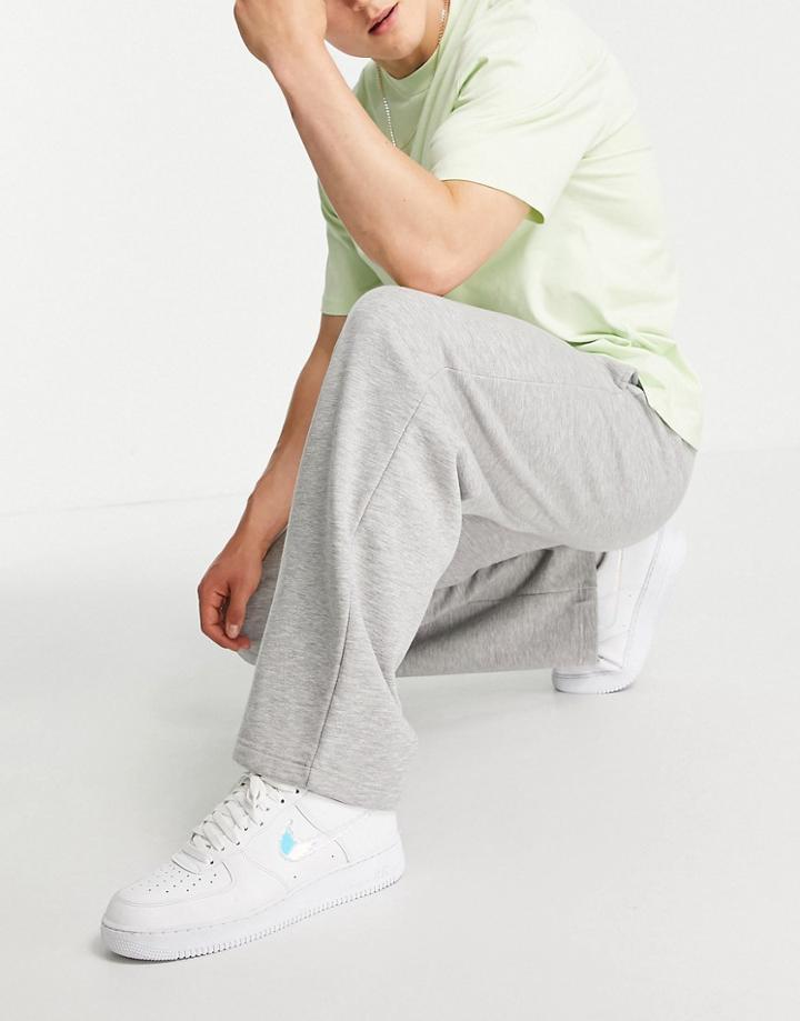 Topman Wide Leg Joggers In Gray Heather-grey