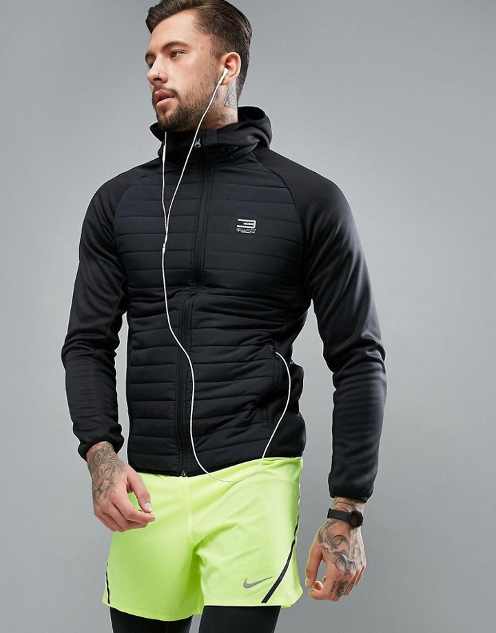 Jack & Jones Tech Quilted Jacket With Hood - Black