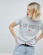 Asos Design T-shirt With Los Angeles Print - Gray