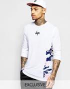 Hype Long Sleeve T-shirt With Camo Side Panels - White