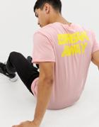 Jack And Jones Originals Long Line Pocket Tee With Back Print - Pink