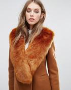 Missguided Faux Fur Stole - Brown