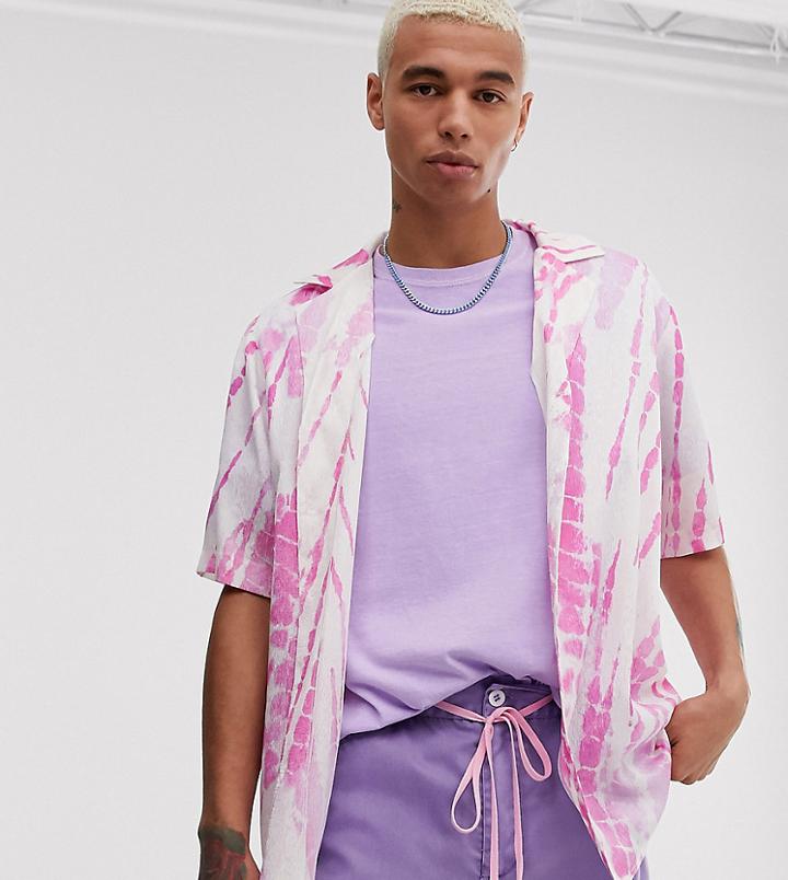 Reclaimed Vintage Tie Dye Shirt In Crinkle-pink