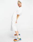 Object Exaggerated Sleeve Midi Dress In White