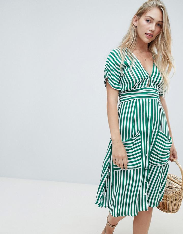 Faithfull Milan Midi Dress In Stripe - Multi