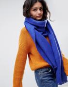 Asos Design Supersoft Long Woven Scarf - Blue