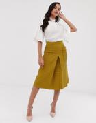 Closet Pleated Pocket Skirt-yellow