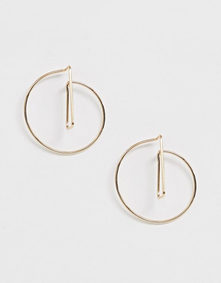 Asos Design Earrings In Fine Geo Design In Gold