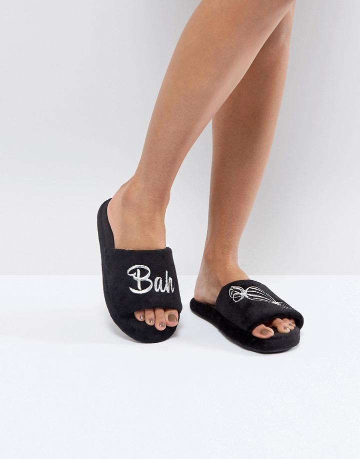 Asos Not Festive Bah Humbug Slippers - Black