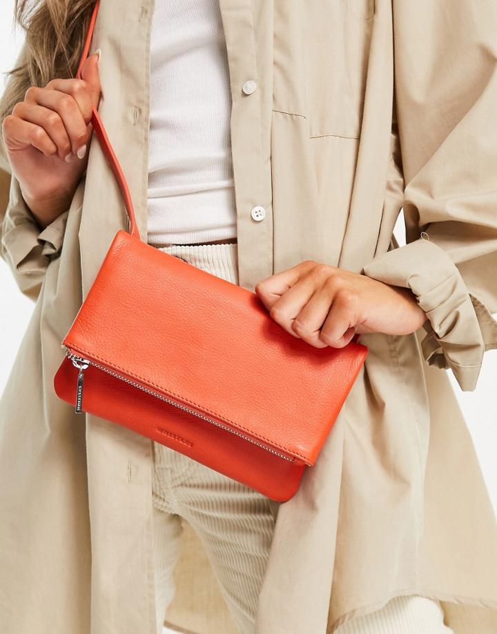 Whistles Issy Foldover Mini Cross Body Bag In Coral-orange