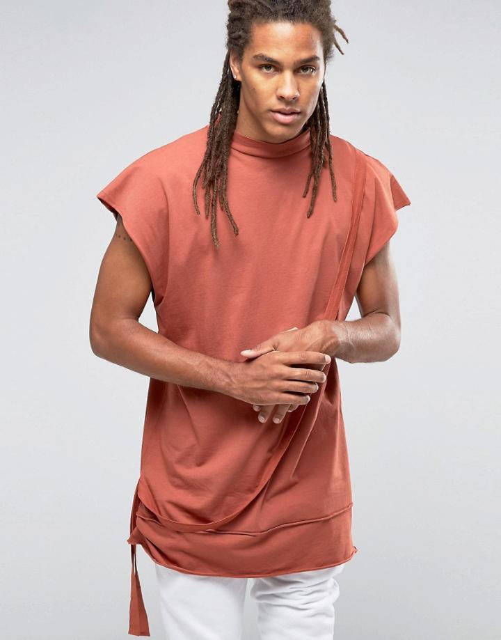 Granted Oversized Sleeveless T-shirt With High Neck - Orange