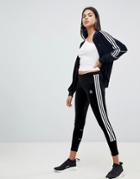 Adidas Originals Three Stripe Leggings In Black Velvet