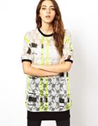 Asos Top With Sheer Check Print - White