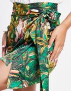 Never Fully Dressed Wrap Mini Skirt Set In Tropical Print-multi