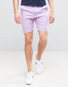 Asos Skinny Chino Shorts In Light Purple - Purple
