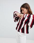 Bershka Stripe Balloon Sleeve Top - Multi