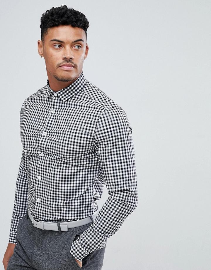 Asos Smart Skinny Check Shirt - Black