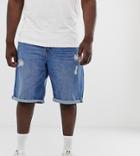 Only & Sons Denim Shorts In Mid Wash-blue