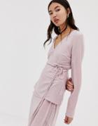 Amy Lynn Wrap Front Long Sleeve Top-pink