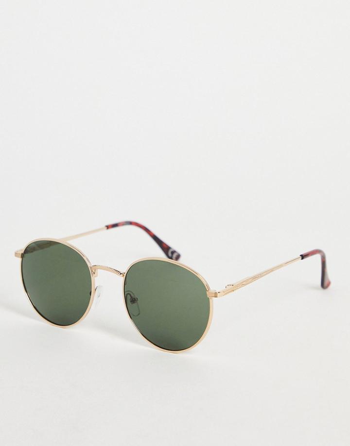 Topshop Metal Retro Round Sunglasses-gold