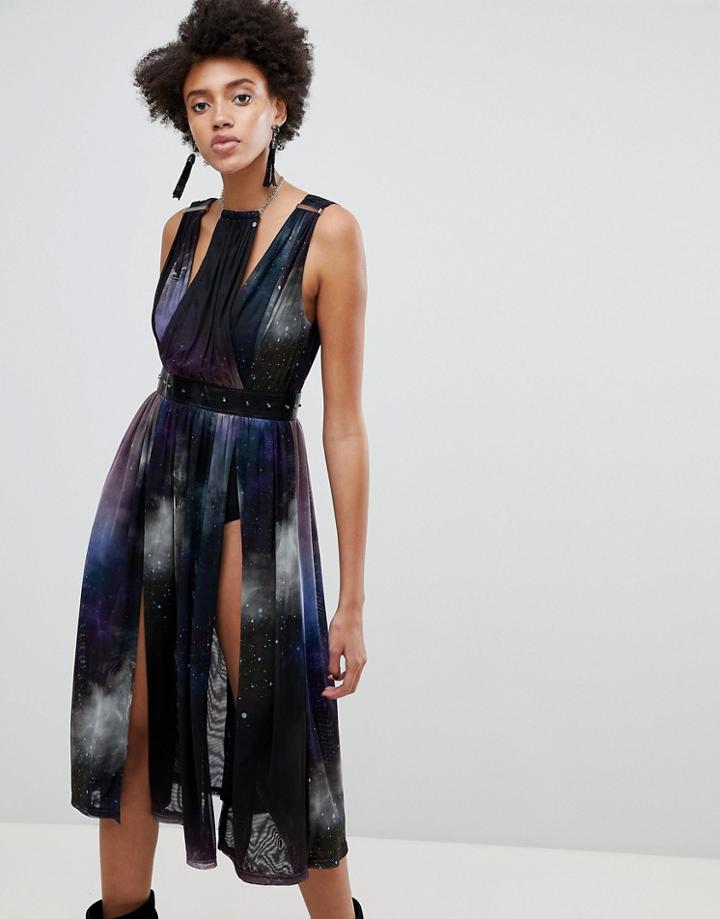Asos X Star Wars Galaxy Printed Full Dress - Multi